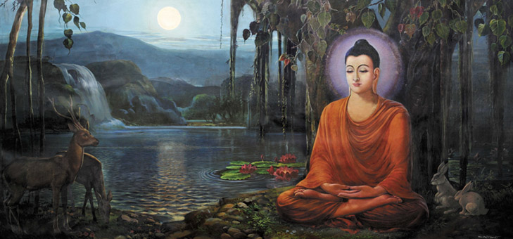 Phật ngồi kiết già dưới cội Bồ đề